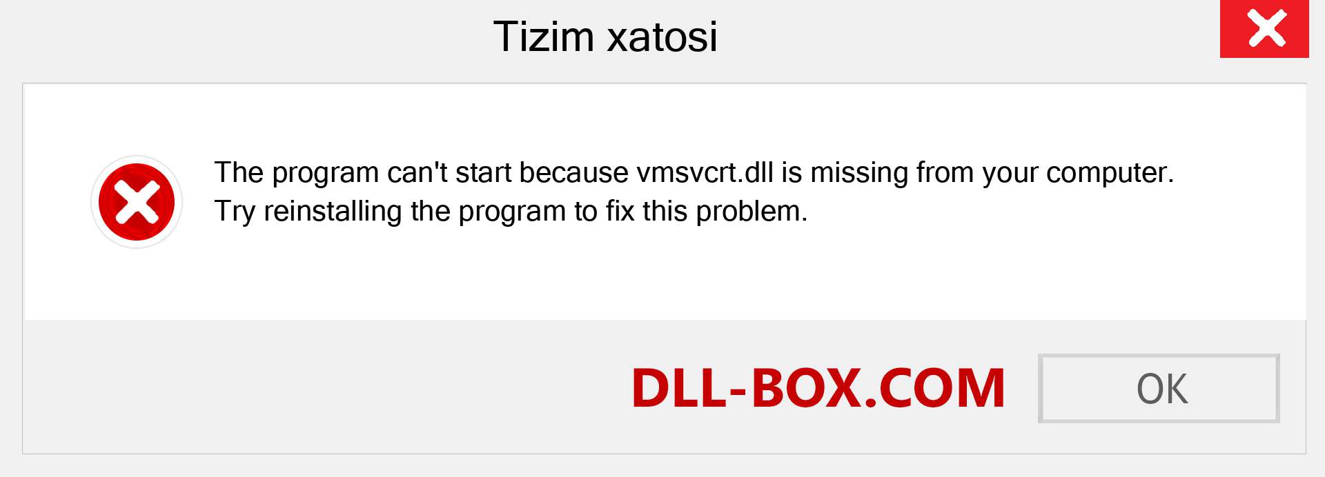 vmsvcrt.dll fayli yo'qolganmi?. Windows 7, 8, 10 uchun yuklab olish - Windowsda vmsvcrt dll etishmayotgan xatoni tuzating, rasmlar, rasmlar